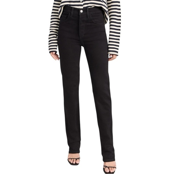 Favorite Daughter The Vivi High Rise Straight Jeans Kingsley Black 24 - Picture 1 of 11